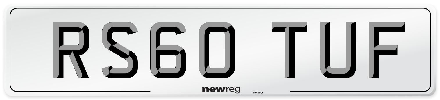 RS60 TUF Number Plate from New Reg